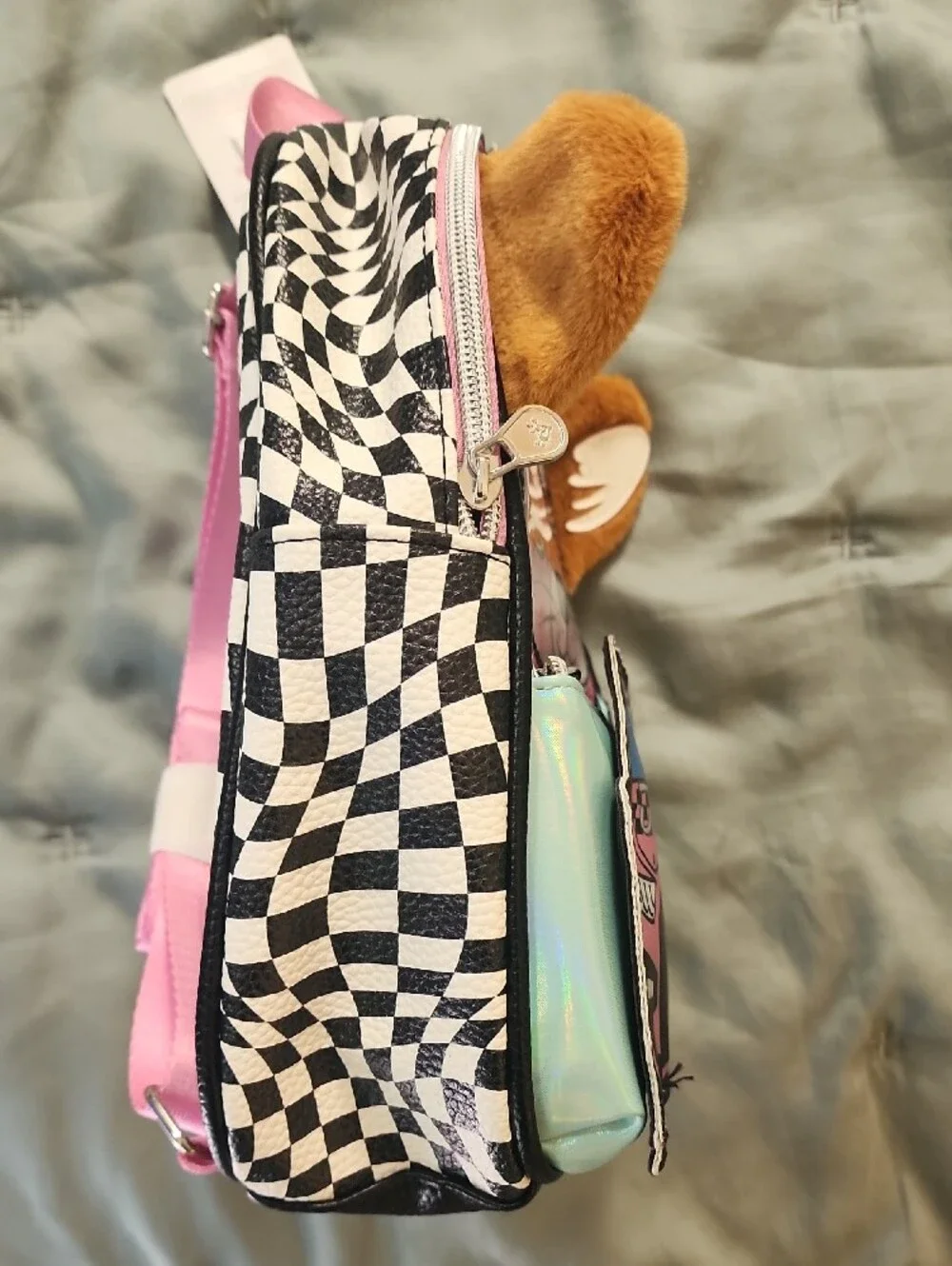 Justice Lavender & Pink Glitter Cap with Pastel Racer Dog Backpack